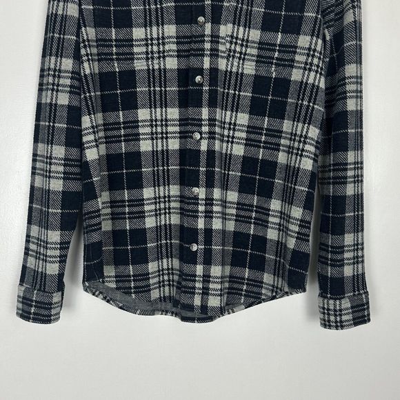 Faherty Legend Sweater Shirt Black Plaid Flannel Button Up Collared Women Sz XS - Picture 6 of 12